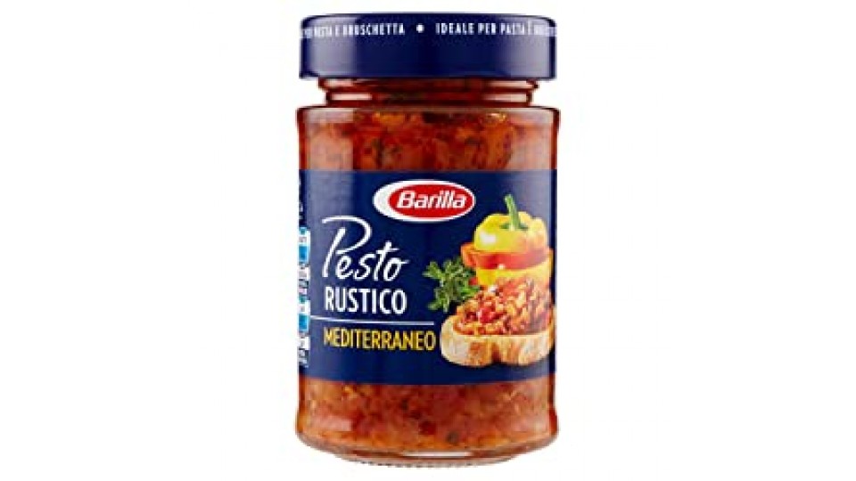 Barilla Sugo Pesto Rustico Mediterraneo, con Zucchine, Peperoni e Pomodori, Senza Glutine –
