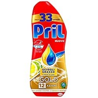 Pril Gold Gel lavastoviglie Sciogli Grasso Limone & Lime, Detersivo lavastoviglie con sgrassatore attivo, 33 lavaggi