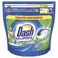 Dash Pods Allin1 + Tecnologia Antiodore Pods Per Bucato, 43 Lavaggi, Pulizia Anche A Basse Temperature 20 °C E Profumo Duraturo