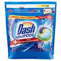 Dash Pods Allin1 + Azione Extra-Igienizzante Pods Per Bucato, 43 Lavaggi, Pulizia profonda contro SPORCO e BATTERI