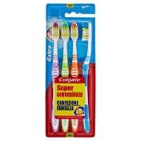 Colgate Extra Clean - Spazzolino da denti, misura media,4 pezzi, Multicolore
