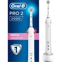 Oral-B Pro 2 2000 Spazzolino Elettrico Ricaricabile, Manico Bianco, 1 Testina Sensi UltraThin
