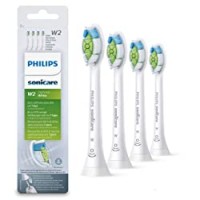 Philips Sonicare HX6064/10 Pack da 4 Testine di Ricambio W2 Optimal White Standard per Spazzolino Elettrico Sonico, con RFID, Per Denti Bianchi, Bianco
