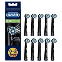 Oral-B CrossAction Testine di Ricambio, Confezione da 10 Pezzi, Edizione Nera, Versione Vecchia