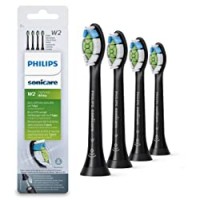 Philips Sonicare HX6064/11 Pack da 4 Testine di Ricambio W2 Optimal White Standard per Spazzolino Elettrico Sonico, con RFID, Per Denti Bianchi, Nero