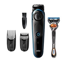 Braun BT3240 Regolabarba Uomo, Rifinitore e Tagliacapelli con Lame Affilate di Lunga Durata e 39 Impostazioni di Lunghezza, Confezione Con 85% di Plastica in Meno, Nero/Blu