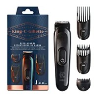 King C. Gillette Kit Regolabarba Uomo, Tagliacapelli senza Fili + Lame Affilate di Lunga Durata e 3 Regolatori di Lunghezza Intercambiabili per la Cura della Barba