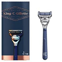 King C. Gillette Rasoio per il Collo da Uomo + 1 Lametta con Ottime e Affilate Lame di Gillette in Acciaio Inossidabile per la Cura della Barba
