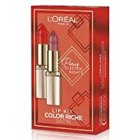 L'Oréal Paris Makeup Cofanetto Idea Regalo Donna, 2 Rossetti Satinati Color Riche, 377 Perfect Red e 233 Boreal Tafta