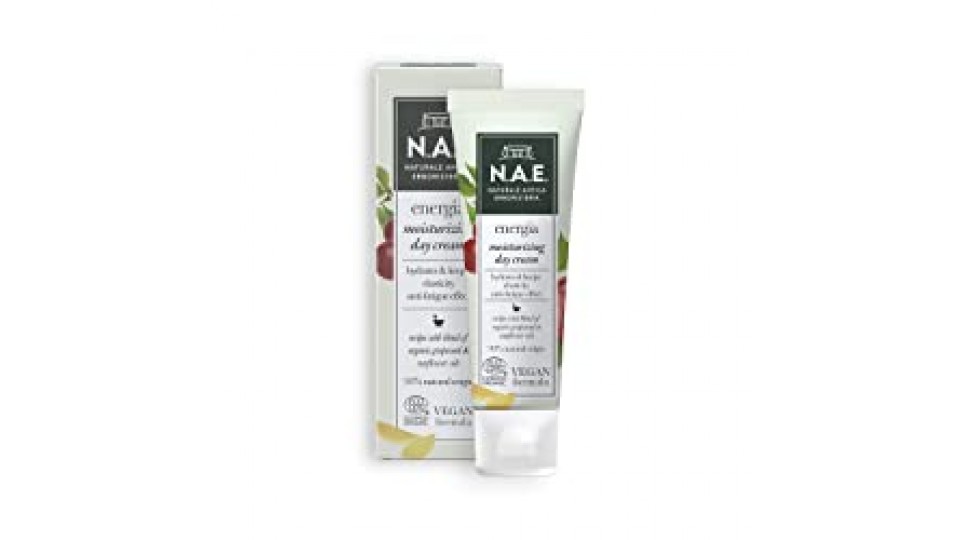 N.A.E. Crema Idratante Giorno Energia, Crema Viso con Olio di Semi d'Uva e di Girasole Biologici, Formula Vegana
