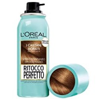 L'Oréal Paris Ritocco Perfetto Spray Ritocco Radici, Colorazione Ricrescita, Copre i Capelli Bianchi e Dura 1 Shampoo, Castano Dorato