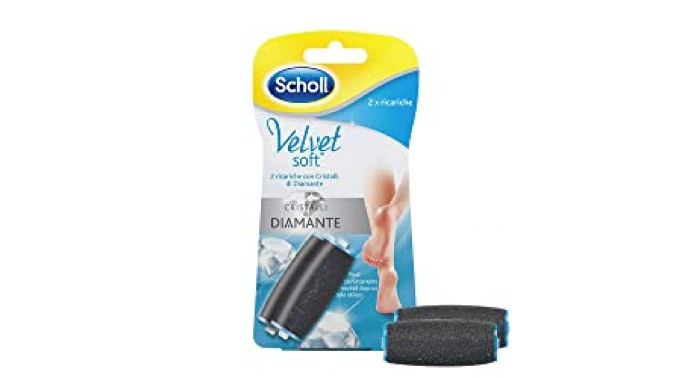 Scholl Velvet Soft Ricarica Standard con Cristalli di Diamante, 2 Pezzi, Confezione Singola