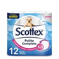 Scottex Carta Igienica Pulito Completo Salvaspazio, Confezione da 12 Rotoli Maxi