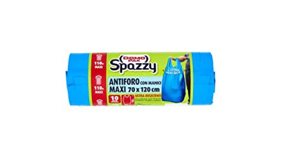 Domopak Spazzy Sacchi Nettezza Antiforo con Manici - Condominiale 110 lt - Blu - 1 confezione da