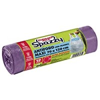 Domopak Spazzy Sacchi Nettezza Antiforo con Manici - Raccolta Differenziata - Condominiale 110 lt - Viola Trasparente - 1 confezione da