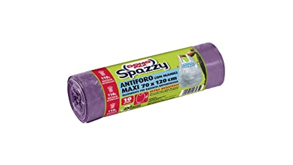 Domopak Spazzy Sacchi Nettezza Antiforo con Manici - Raccolta Differenziata - Condominiale 110 lt - Viola Trasparente - 1 confezione da