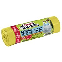 Domopak Spazzy Sacchi Nettezza Antiforo con Manici - Raccolta Differenziata - Condominiale 110 lt - Giallo trasparente - 1 confezione da