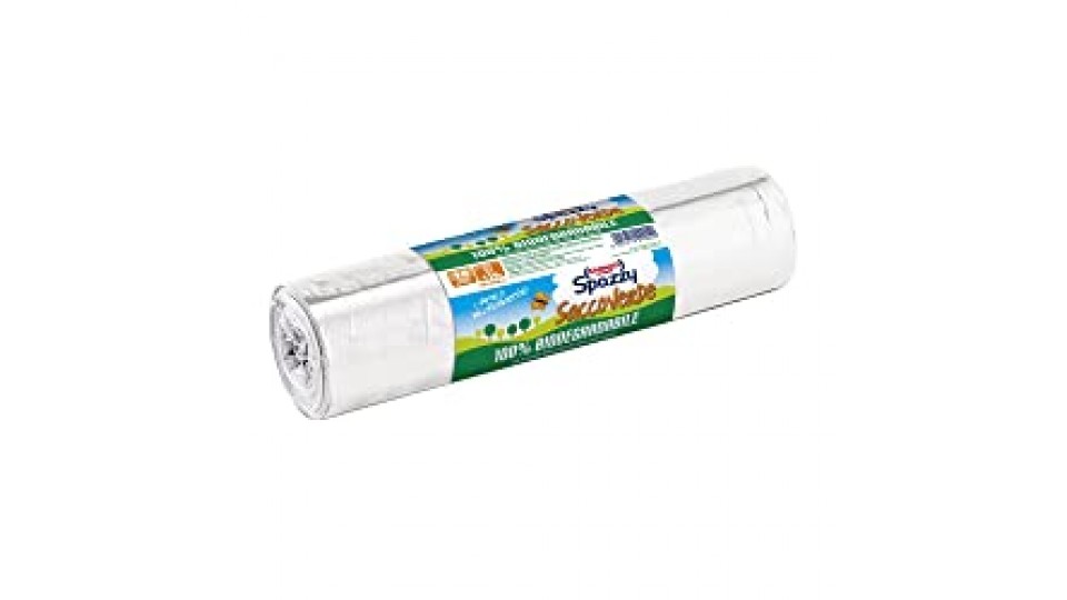 Domopak Spazzy Sacchi Nettezza SaccoVerde - 100% Biodegradabile - Condominiale 110 lt - Trasparente - 1 confezione da