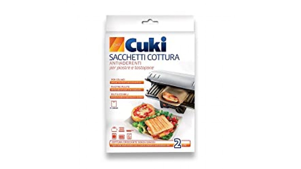 Cuki Sacchetti Cottura Antiaderenti per piastre e tostapane - 1 confezione da