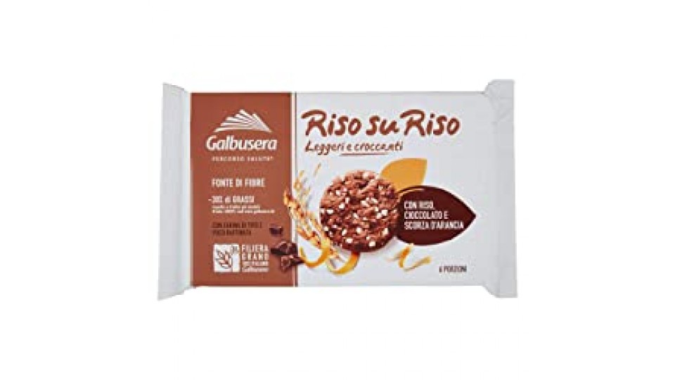 Galbusera - Riso su Riso, Biscotto con Riso, Cioccolato e Scorza d'Arancia - 6 pezzi da 220 g [1320 g]