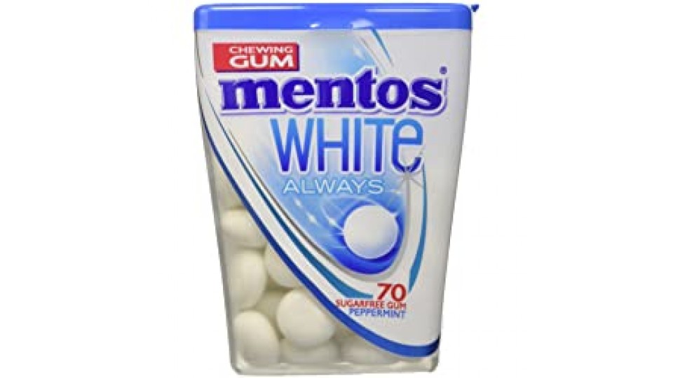 Mentos White Always Peppermint, Chewing Gum Gusto Menta, Gomme da Masticare Senza Zucchero e Senza Glutine
