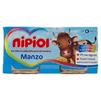 Nipiol Omogeneizzato con Manzo e Cereale senza Glutine e senza Sale Aggunta - Confezione da 2 X80 gr