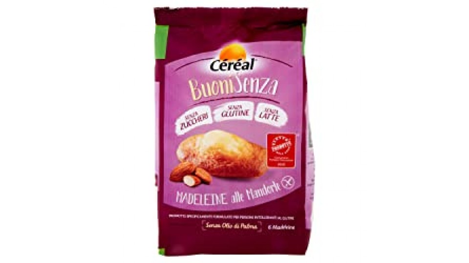 Céréal Madeleine Mandorle, Prodotto dell'anno 2020 , merende Senza Glutine, Zero zuccheri, Senza Latte-