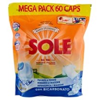 Sole Caps, Detersivo Lavatrice in Capsule Monodose, 3 in 1 Bianco Splendente