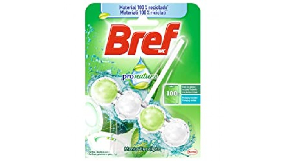 Bref Bref Pro Nature Menta E Eucalipto, Detergente Profumatore In Pastiglie Igienizzante Bagno, Formato Singolo