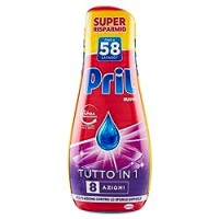 Pril Pril Gel All In One Sciogli Grasso Detersivo Lavastoviglie Liquido Multi-Azione Sporco Difficile, 58 Lavaggi