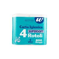 4 ROTOLI CARTA IGIENICA SUPER SOFT 2VELI 800 STRAPPI U! Confronta e Risparmia