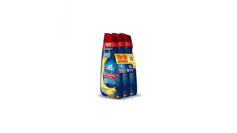 Finish All in 1 Max Powergel Detersivo Lavastoviglie, Limone,  650 ml x 3
