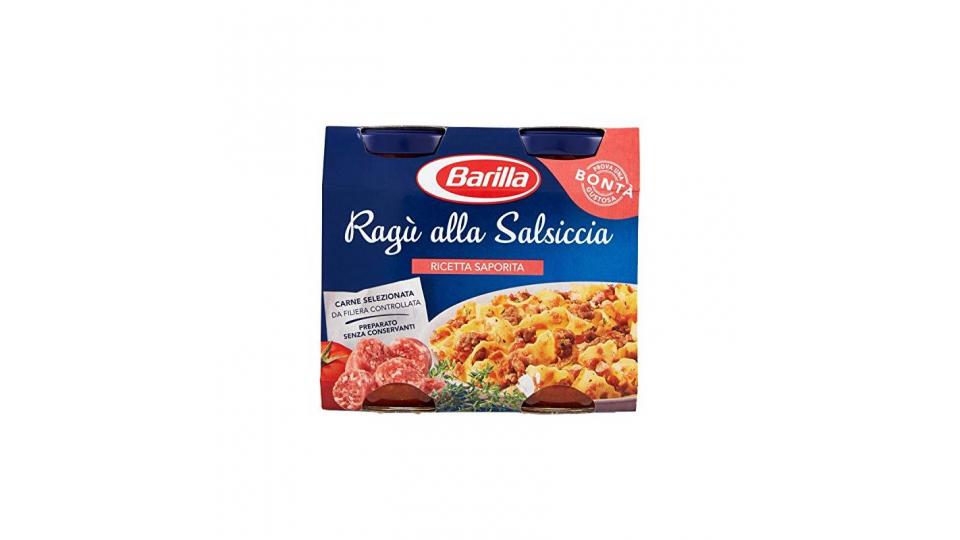 Barilla - Ragù alla Salsiccia, Ricetta Saporita, Carne Selezionata da Filiera Controllata, 2 Porzioni per Barattolo