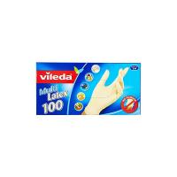 Vileda Multilatex 100 Guanti Usa e Getta, in Lattice, senza Polveri, Taglia Piccola/Media