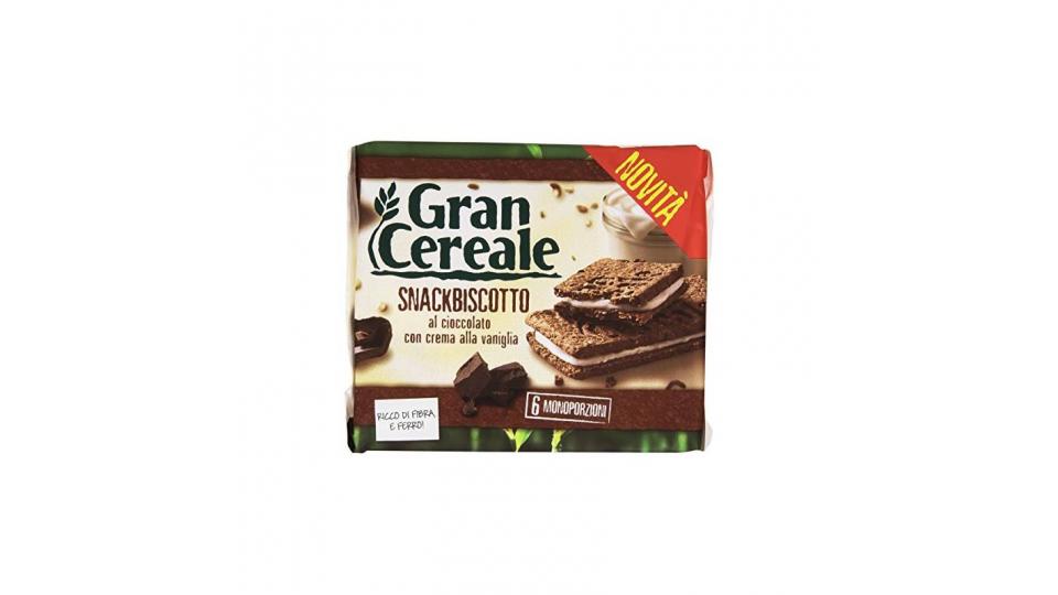 Grancereale - Snack Biscotto Al Cioccolato Con Crema Alla Vaniglia, Ricco Di Fibra E Ferro