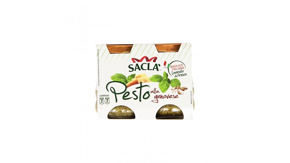 Saclà - Pesto alla Genovese, Basilico Italiano Lavorato dal fresco - 2 vasetti da 90 g [180 g]
