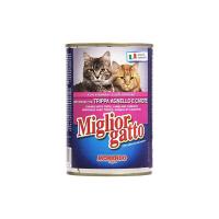 Migliorgatto - Alimento completo per gatti, Bocconi con Trippa, Agnello e Carote - 24 pezzi da 405 g [9720 g]