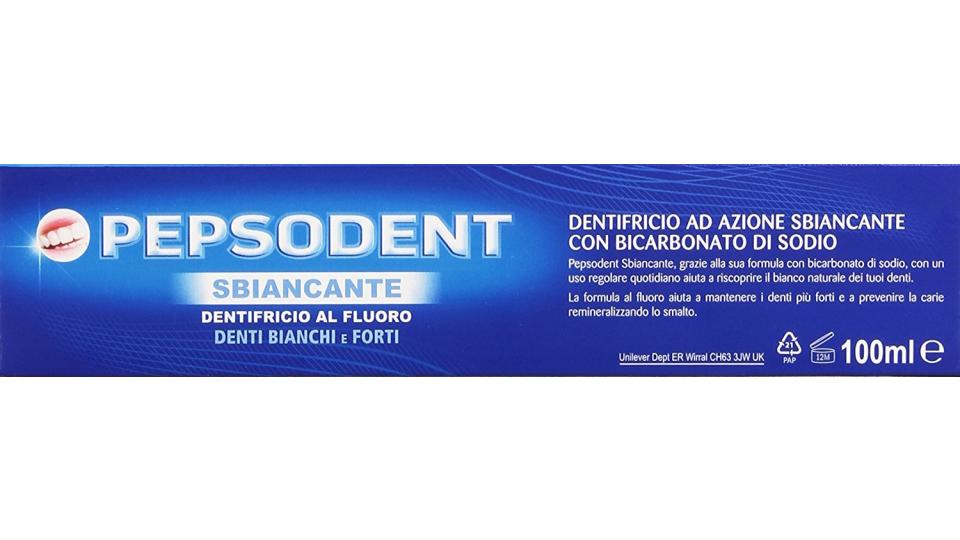 Pepsodent Dentifricio al Fluoro, sbiancante denti bianchi e forti