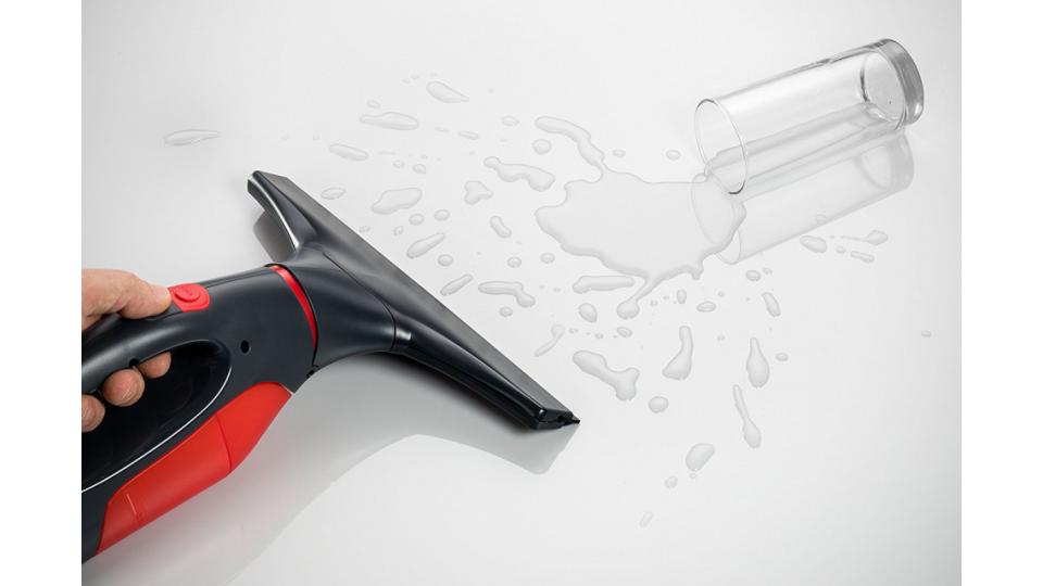 Vileda Windomatic Power Aspiragocce Elettrico senza Fili per Vetri, Finestre e Specchi, Rosso/Nero