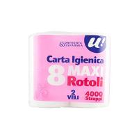 8 MAXI ROTOLI CARTA IGIENICA 2 VELI 4000 STRAPPI U! Confronta e Risparmia