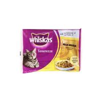 Whiskas Tenerezze, Cibo per Gatti, Selezione Pesce in Gelatina (Salmone, Trota) - 4 pezzi da 85 g [340 g]