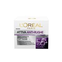 L'Oréal Paris Attiva Antirughe 55+ Crema Viso Donna Antirughe Riparatrice Giorno e Notte con Calcium