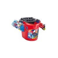 Vileda 3Action SuperMocio Set Mocio con Manico e Secchio Strizzatore, Plastica, Rosso, 45x33x32 cm