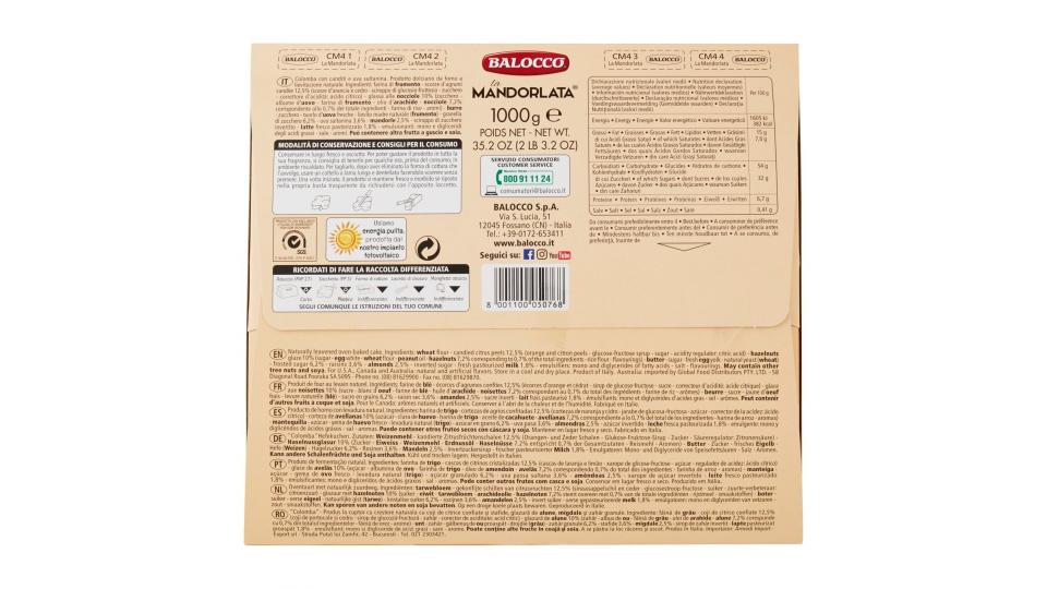 Colomba La Mandorlata Balocco,1 Kg