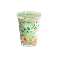 Dessert di soia alla pesca e fiori di sambuco Sojade