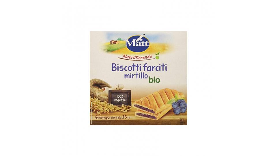 Matt Nutrimerenda Biscotti Farciti Mirtillo Bio - 1 Confezione da 6 Monoporzioni [150 gr]