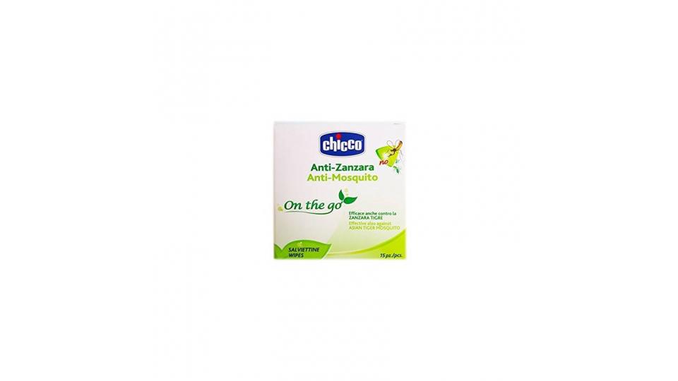 Chicco Salviettine Monouso Anti-Zanzara, Anti-Mosquito, 15 Pezzi, Bianco