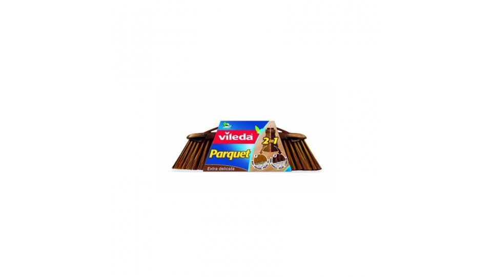 Vileda Scopa 2 In 1 Parquet, Fibre per Polvere e Capelli