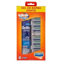 Gillette Fusion Lamette di Ricambio per Rasoio, Confezione da 7 Testine con Gel Series 200 ml in Omaggio