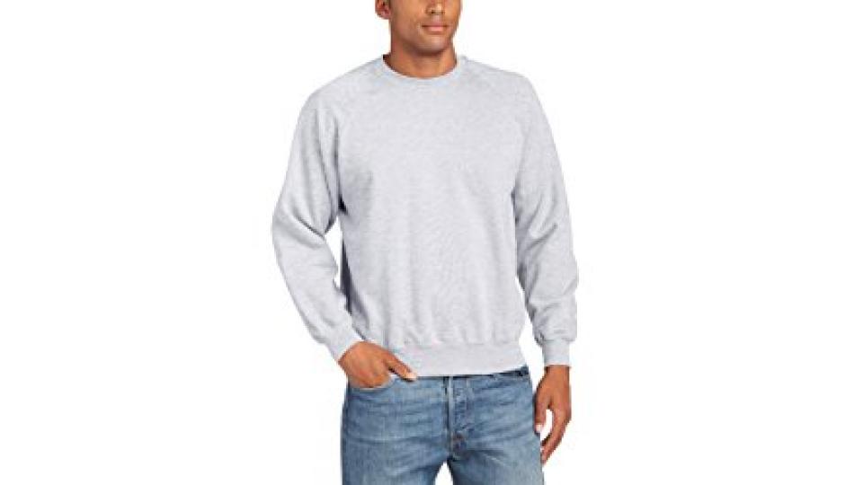 Fruit of the Loom Raglan Sweatshirt - Felpa a manica lunga da uomo, grigio, M